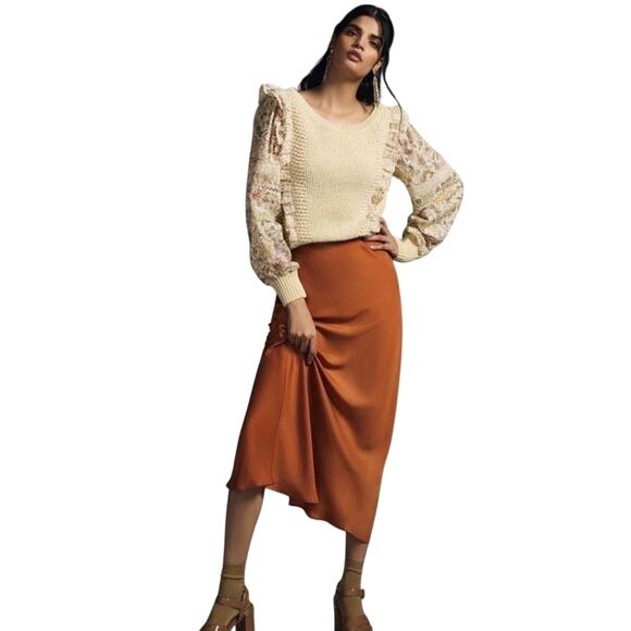 ANTHROPOLOGIE Printed Sleeve Ruffle Sweater, Size XL, New with Tag MSRP $168 - Picture 5 of 8